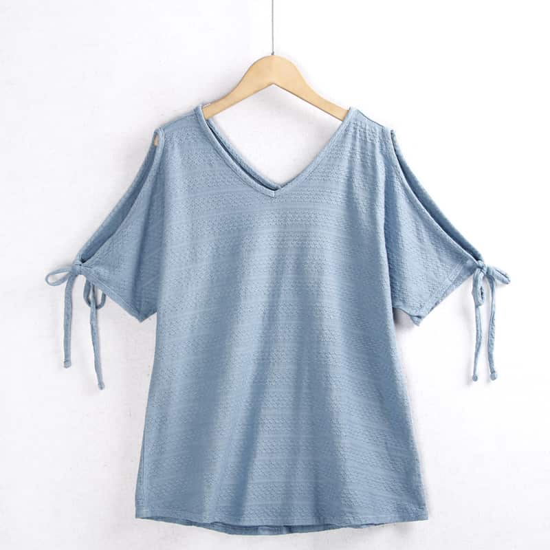 Tie Cable Pattern Jersey Tops — Jersey manufactured by Belleza