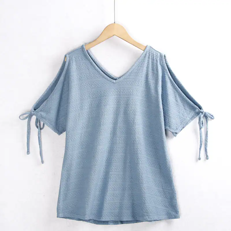 Cold-Shoulder Tie-Sleeve Top manufactured by Belleza