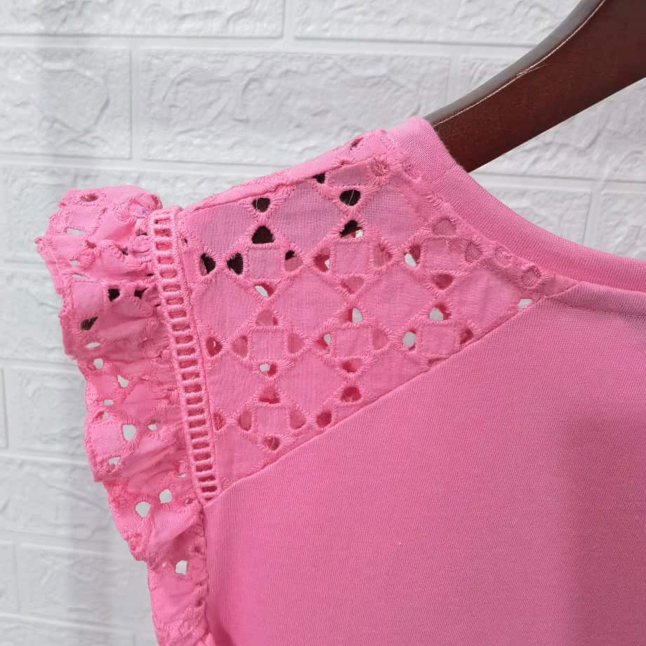 Lace Shoulder Jersey Tops manufactured by Belleza — view 3