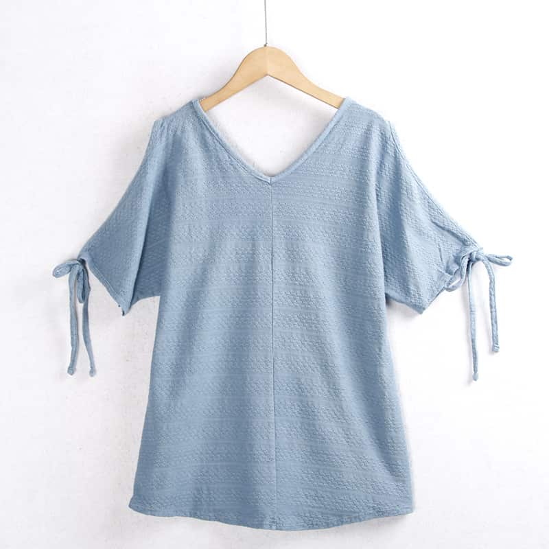 Tie Cable Pattern Jersey Tops manufactured by Belleza — view 2