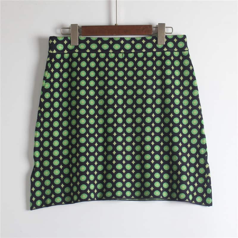 Green Flower Knitting Skirt manufactured by Belleza — 100% Polyester, 12GG — view 7