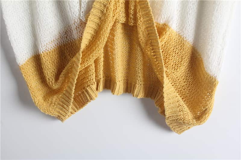 Stripe Hollowing Sweater manufactured by Belleza — 74% Cotton · 26% Nylon, 5GG — view 3