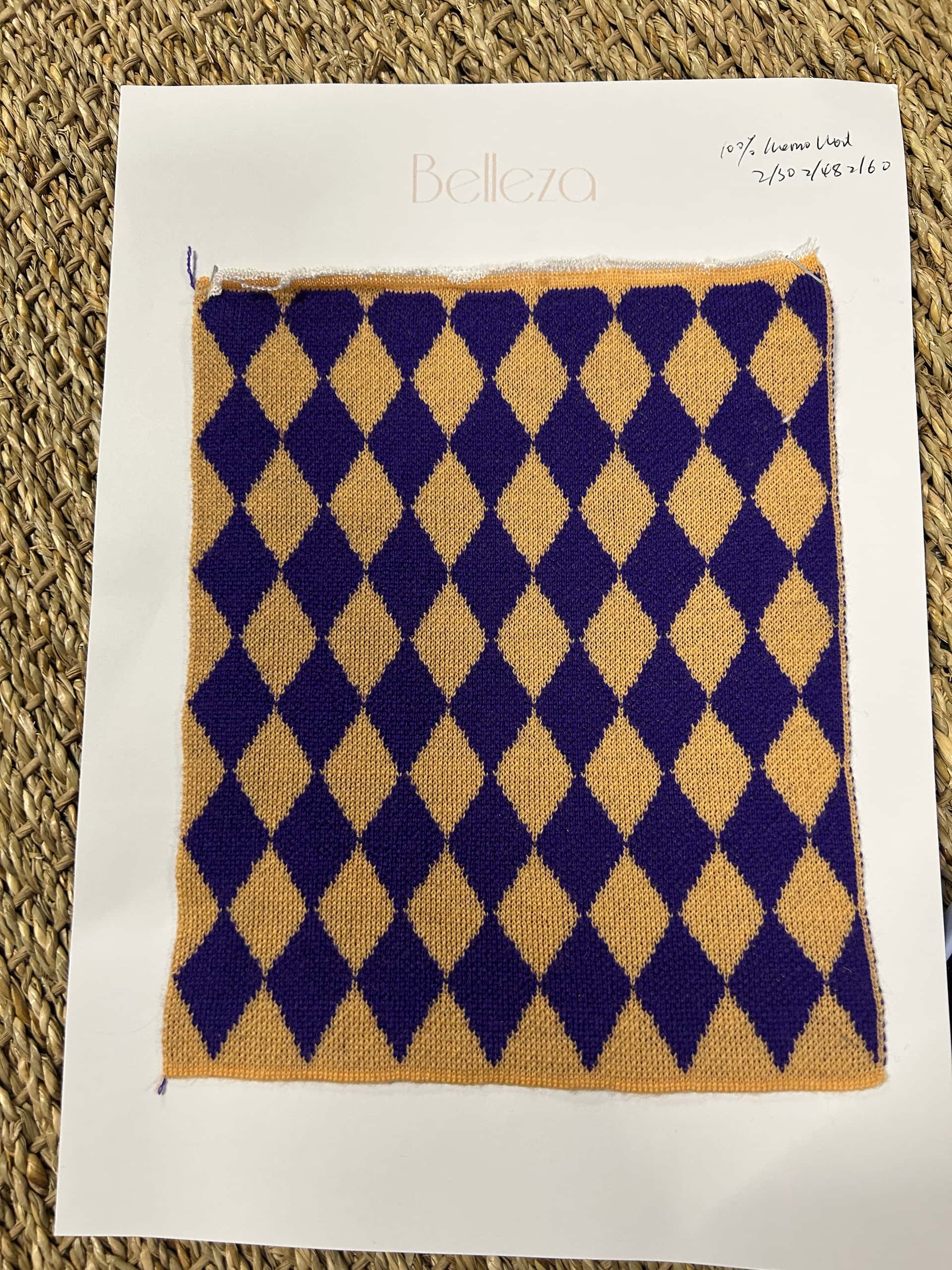 Argyle knit swatch — fabric developed by Belleza
