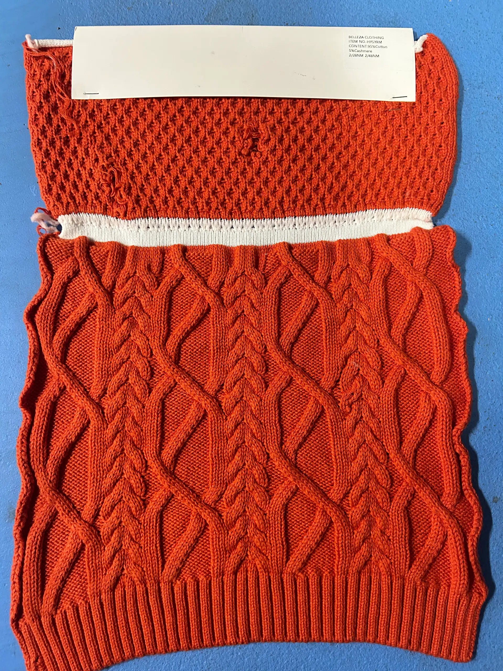 Textured knit swatch — fabric developed by Belleza