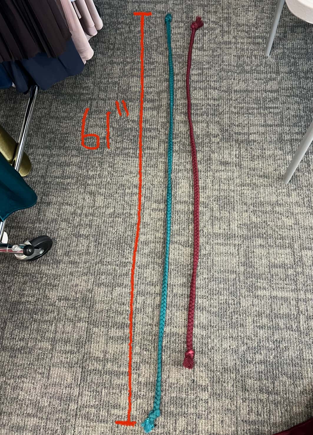 Cord lengths, measured — made in the Belleza workshop