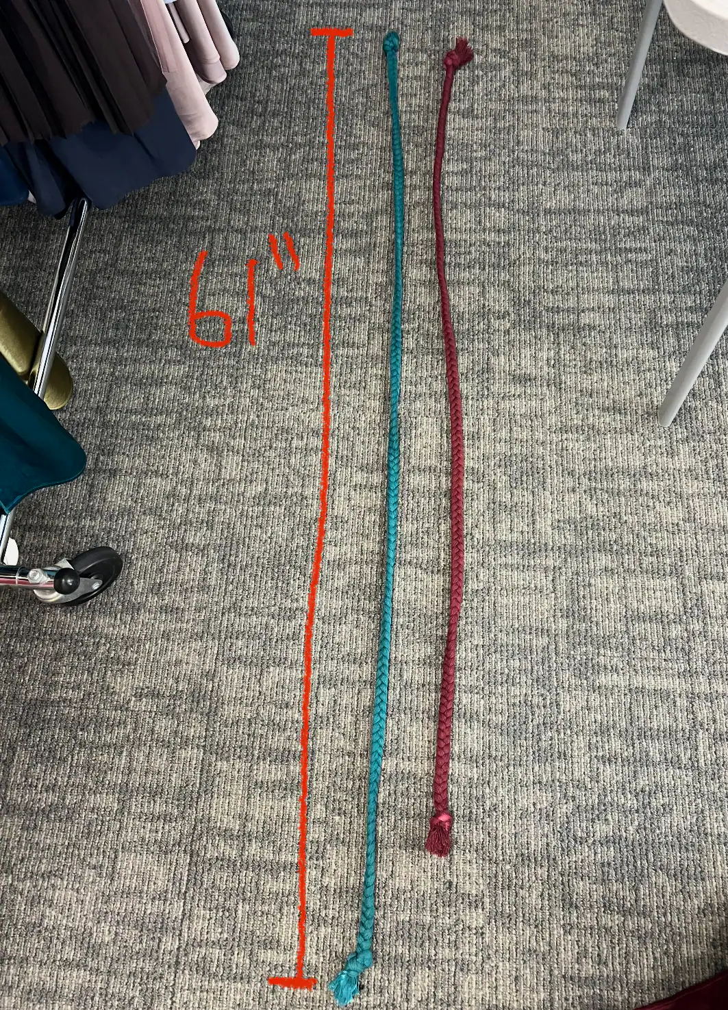 Cord lengths, measured — made in the Belleza workshop
