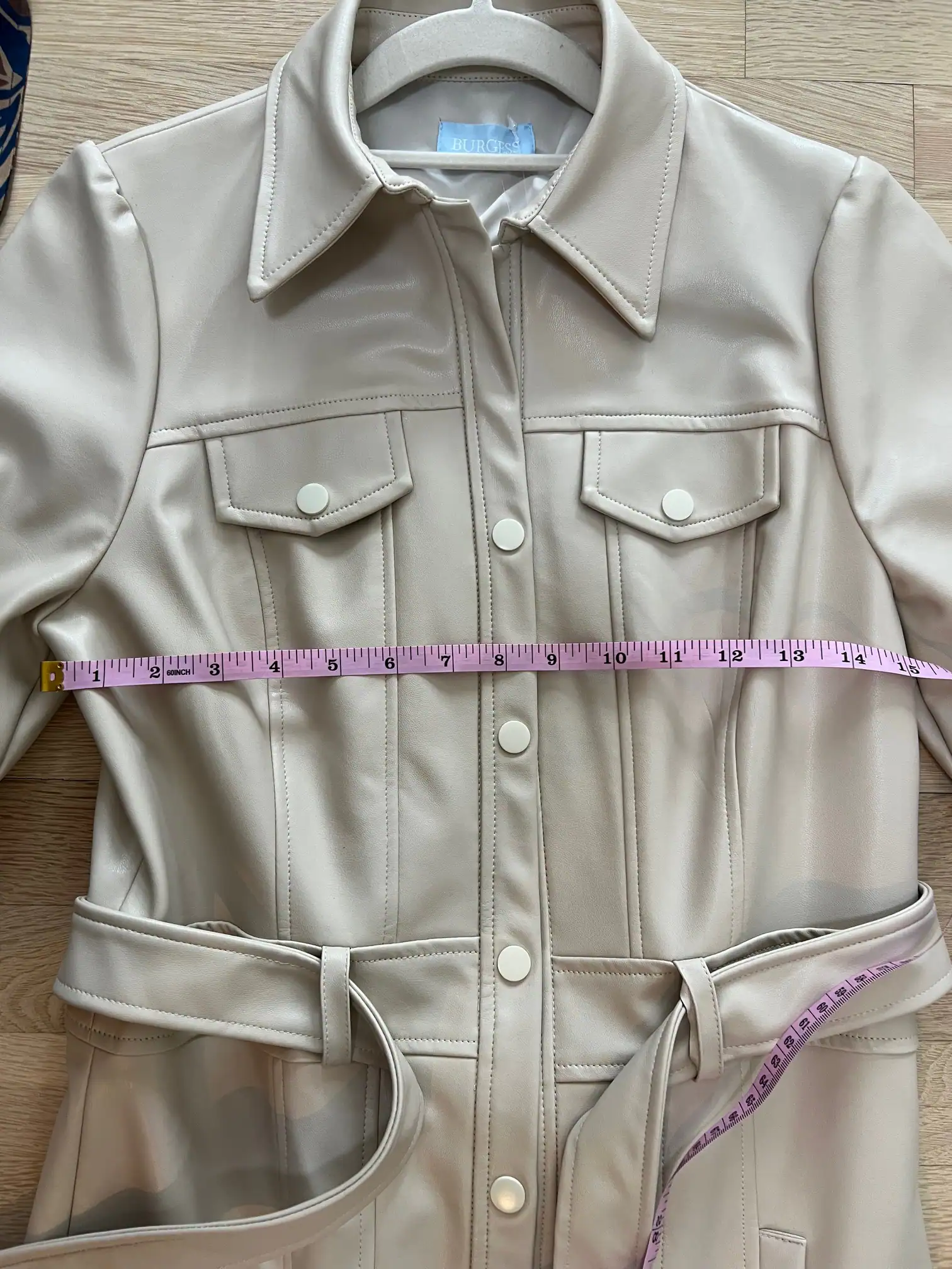 Chest measurement checked before packing — made in the Belleza workshop