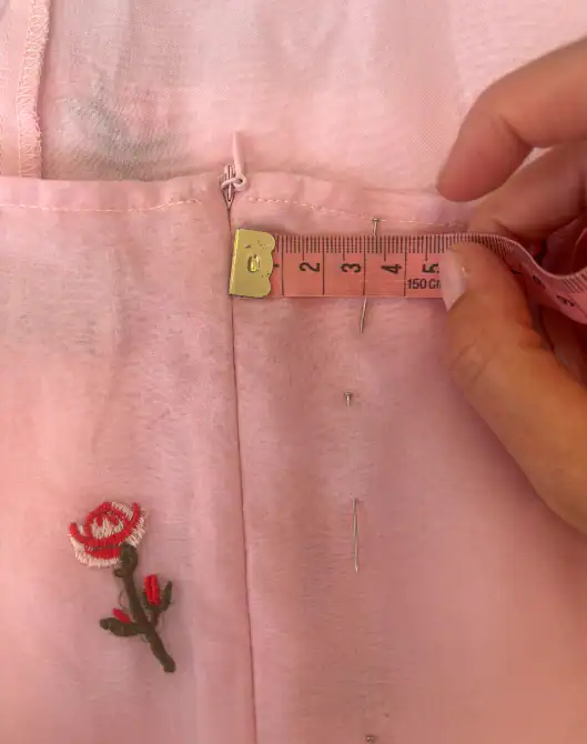 Placed embroidery, measured — made in the Belleza workshop