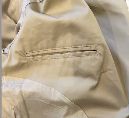 Welt pocket, bagged-out and pressed — made in the Belleza workshop