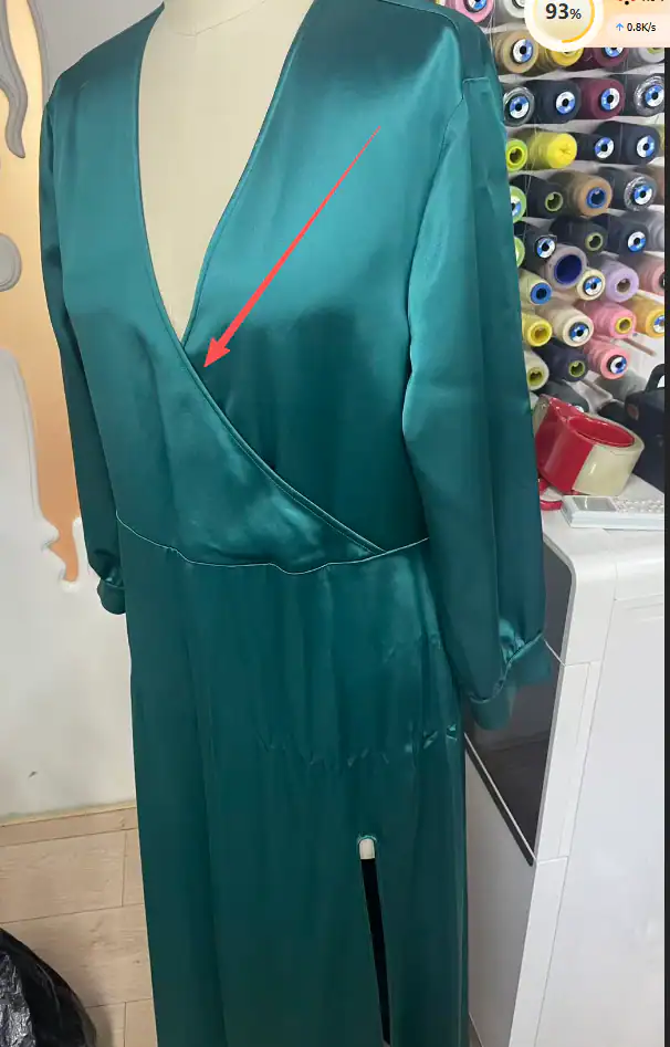 A correction marked on the sample, before it is remade — made in the Belleza workshop