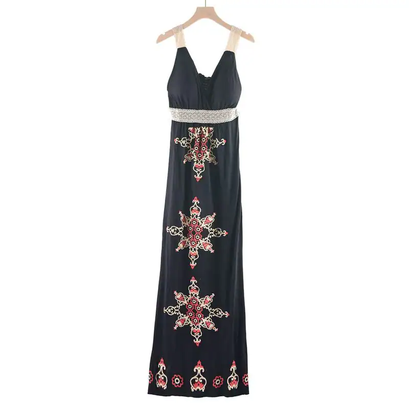 Embroidered Strap Maxi Dress manufactured by Belleza