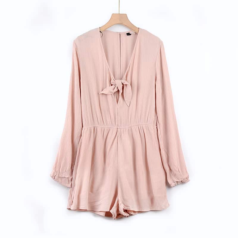 Pink Bow Jumpsuit — Woven manufactured by Belleza