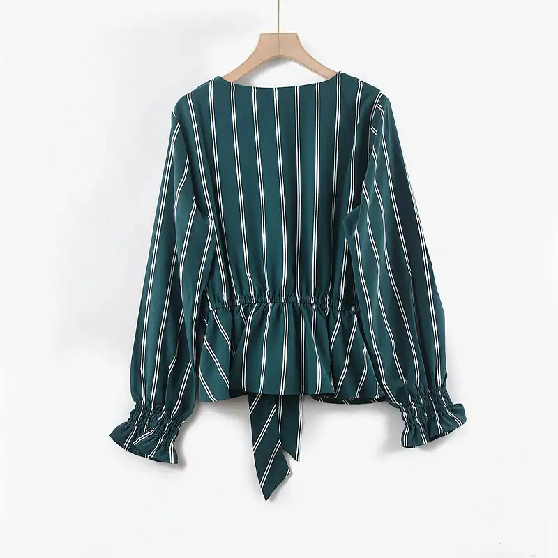 Striped Tie-Front Blouse manufactured by Belleza — view 2
